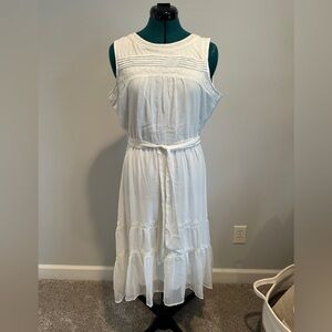 Elegant White Sleeveless Dress NWOT